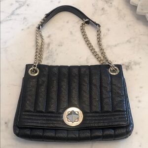 Kate spade black leather purse with silver tone hardware